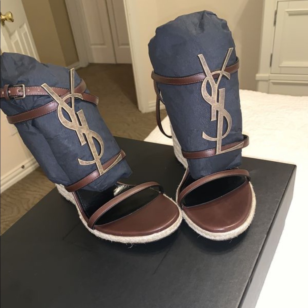 Yves Saint Laurent YSL Heel Wedges sz 8.5